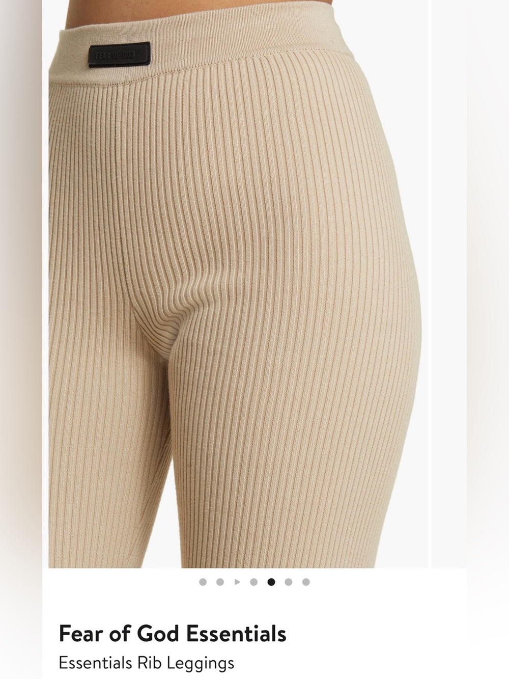 Essentials Fear of God Ribbed High-Rise Leggings in Beige - Picture 3 of 12
